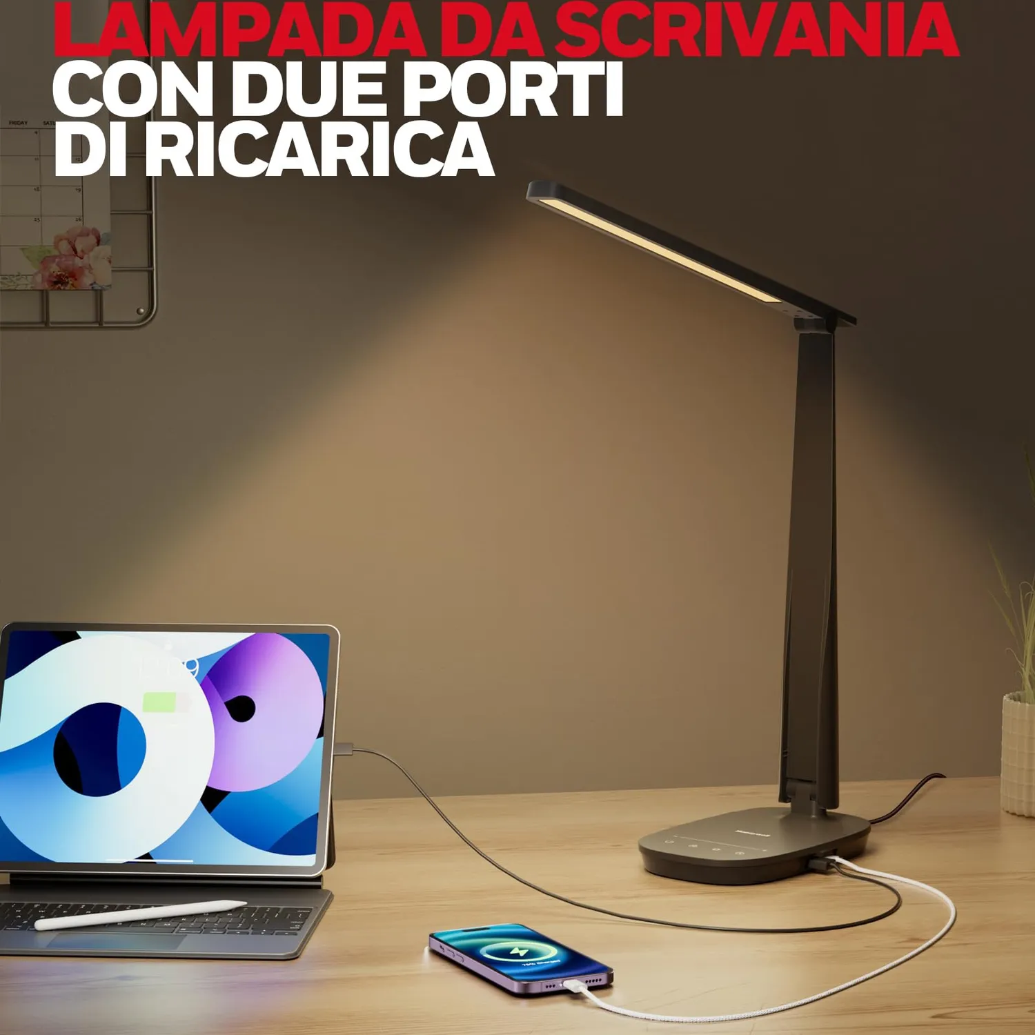 Honeywell HWT-H2 lampada scrivania LED nera USB-C
