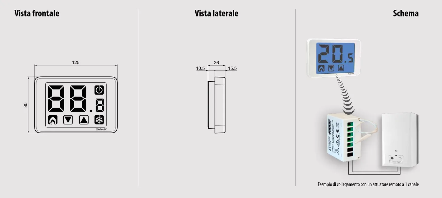 Vemer Thalos RF VE483400 Termostato Wireless Nero + Attuatore