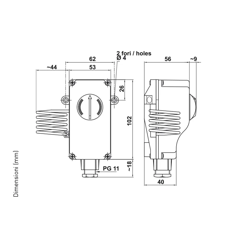 Fantini Cosmi 7R1 7R2 termostato serra IP55 a bulbo